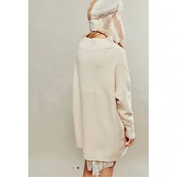 NWT Free People Ottoman Slouchy Tunic Sweater Ribbed Tea Cream XS - Picture 12 of 13
